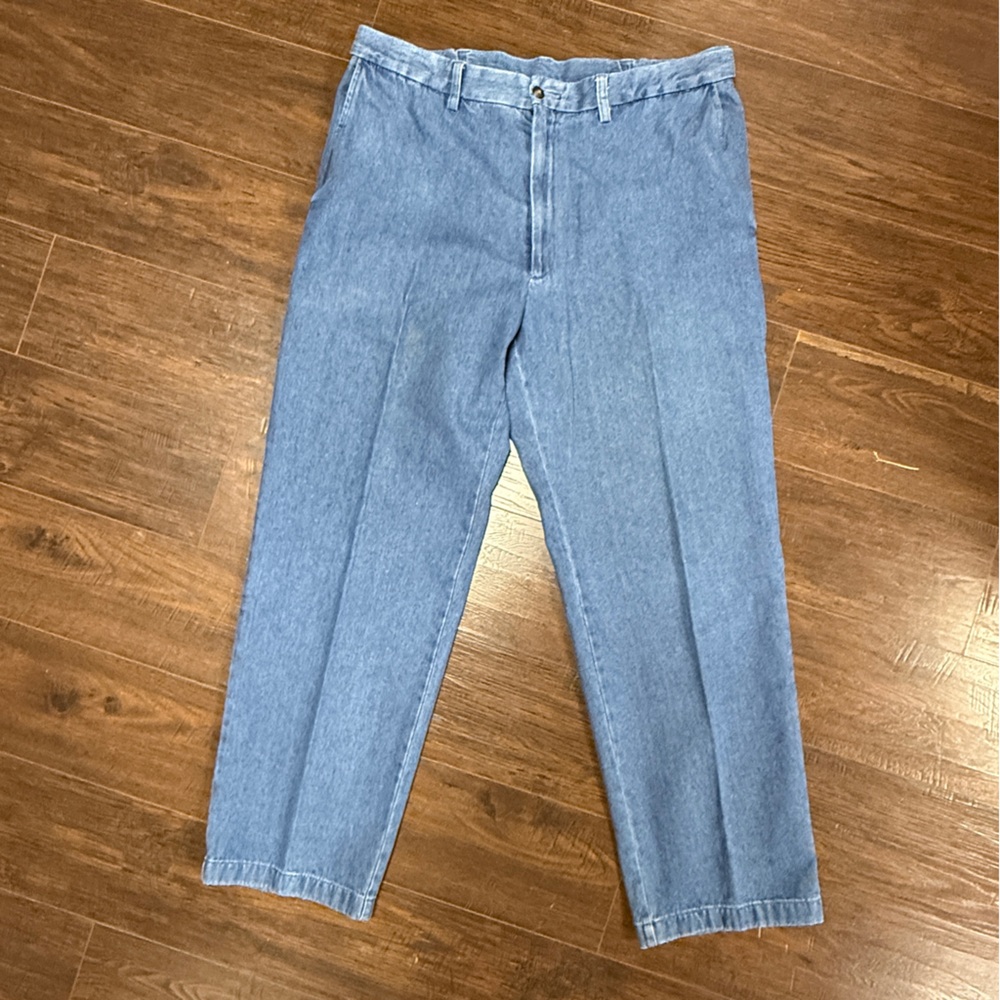 HAGGAR DENIM CHINO PANTS  EXPANDABLE WAIST SIZE 36x31